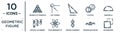 geometric.figure linear icon set. includes thin line triangle of triangles, triangle, semicircle, star ornament of small triangles Royalty Free Stock Photo