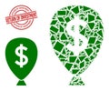 Geometric Financial Inflation Balloon Icon Mosaic and Grunge Return of Investment Stamp Seal