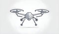 Geometric flat icon of a drone featuring a minimalistic outline silhouette on a white background Royalty Free Stock Photo