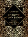 Geometric Floral Gatsby Art Deco Birthday Invitation Design