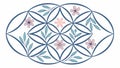 Geometric Floral Oval Medallion Pattern, vector design Generative AI Royalty Free Stock Photo