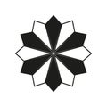 Geometric flower star. Black white petals. Radial pattern Vector. Abstract sunburst shape. Royalty Free Stock Photo