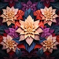 Geometric flowers create a mesmerizing pattern on a line art background