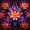 Geometric flowers create a mesmerizing pattern on a line art background