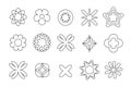 Geometric Flowers Stars Line Icons Logotype Shapes Royalty Free Stock Photo