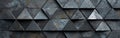 Geometric Fluted Triangles in Anthracite Gray Stone Mosaic Tile Wallpaper Texture - Abstract Dark Black Concrete Cement