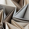 Geometric folds in a paper material create a pattern of triangular shapes. The paper is Royalty Free Stock Photo