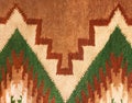 Geometric folk woolen weavers craft rug. Macro tribe pattern