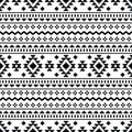 Geometric folklore seamless ethnic pattern. Aztec Navajo tribal style with native pattern. Black and white colors. Royalty Free Stock Photo