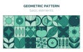 Geometric food line pattern. Natural fruit vegetable plant simple shape, abstract eco agriculture products. Vector flat