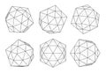 Geometric forms of diamonds. Realistic deamendas isolated on white background. Polygons of vectors.Space Technologies