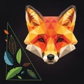 Geometric fox design with a triangular, Royalty Free Stock Photo