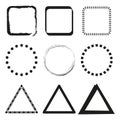 Geometric frame collection. Square triangle shapes. Vector outline borders. Basic form elements. Royalty Free Stock Photo