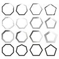 Geometric frame set. Abstract polygon shapes. Monochrome black outlines. Vector illustration. Royalty Free Stock Photo