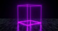 Geometric Futuristic Sci-fi Neon Primitive Cube Light On Dark Gr Royalty Free Stock Photo