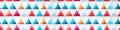 Geometric futuristic seamless pattern with multicolored triangle shapes on white background