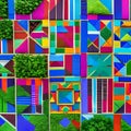 Geometric Garden: An image of a geometric pattern created with various shapes, in a garden-like design and vibrant colors1, Gene