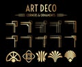 Geometric Gatsby Art Deco Corner and Ornament Set Royalty Free Stock Photo