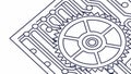 Geometric gear motif with circuit board elements, vector design Generative AI Royalty Free Stock Photo