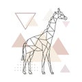 Geometric Giraffe on simple triangles background.