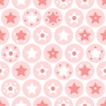 Geometric girls kids circles and stars seamless pattern on white