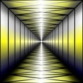 Geometric glowing tunnel stretching into the distance, optical i