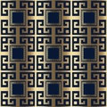 Geometric gold 3d greek vector seamless pattern. Tribal ethnic ornamental squares background. checkered repeat backdrop Royalty Free Stock Photo