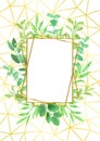 Gold Geometric Frame and Greenery