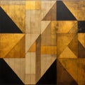 Geometric Gold Painting Inspired By Piet Hein Eek: A Cubist Masterpiece