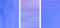 geometric gradient background - blue violet colors. Set of 3 vertical images, banner. Various abstract blurry patterns