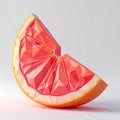 Geometric Grapefruit Slice on White Surface with Polygonal Texture Royalty Free Stock Photo