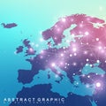 Geometric graphic background communication with Europe Map. Big data complex with compounds. Perspective backdrop Royalty Free Stock Photo