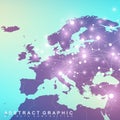 Geometric graphic background communication with Europe Map. Big data complex with compounds. Perspective backdrop Royalty Free Stock Photo