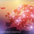 Geometric graphic background communication with Europe Map. Big data complex with compounds. Perspective backdrop Royalty Free Stock Photo