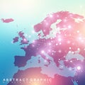 Geometric graphic background communication with Europe Map. Big data complex with compounds. Perspective backdrop Royalty Free Stock Photo