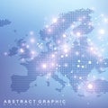 Geometric graphic background communication with Europe Map. Big data complex with compounds. Perspective backdrop Royalty Free Stock Photo