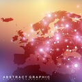 Geometric graphic background communication with Europe Map. Big data complex with compounds. Perspective backdrop Royalty Free Stock Photo