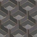 Geometric gray 3d greek vector seamless pattern. Abstract ornamental surface background. Greek key meanders ornament. Geometrical Royalty Free Stock Photo
