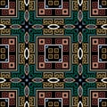 Geometric greek vector seamless pattern. Abstract tribal ethnic style background. Repeat colorful plaid backdrop Royalty Free Stock Photo