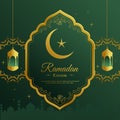 Ramadan Green and Gold Geometric Greeting