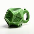 Geometric Green Mug With Cubist Faceting - Unique 3d Model