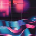 Flowing shapes and grid pattern merge in abstract background, creating a modern and dynamic design with vibrant colors