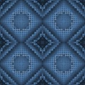 Geometric halftone circles seamless pattern. Blue half tone polka dots background. Repeat abstract polkadots backdrop. Modern Royalty Free Stock Photo