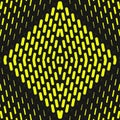Geometric halftone seamless pattern with small lines. Neon yellow and black