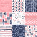 Geometric hand drawn digital papers, patterns,