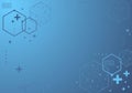 Geometric haxagon light medical background. Technology medical design. Background of hexagon geometric blue pattern Royalty Free Stock Photo