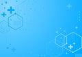Geometric haxagon light medical background. Technology medical design. Background of hexagon geometric blue pattern Royalty Free Stock Photo