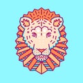 Geometric head of lion. Simple forms. Animal cute logo.