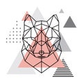 Geometric head of a wolf on a Scandinavian background.