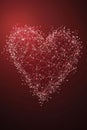 Geometric Heart. Network, Plexus, Connection Structure. Red Background Romance Design Element.
